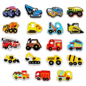 felvjiaa 19pcs truck cars construction shoe charms pvc shoe jewelry decoration,accessories pins for boys girls and teens party favors birthday gifts