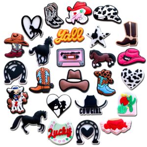 Wlyosvje 25 40PCS Cowgirl Shoe Charms Decoration for Clog Sandals, Western Charms Accessories (25)