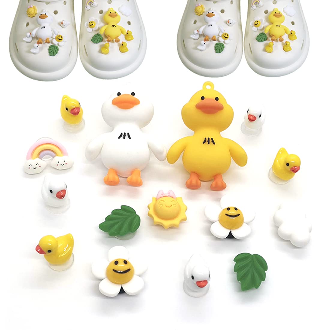 Cute 3D Duck Shoe Decoration Charms for Shoes with Holes, Funny Croc Charms, Hole Shoe Charms, Shoe Accessories for Boys and Girls