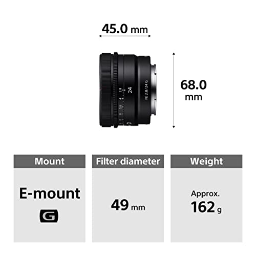 Sony SEL24F28G - Full-Frame Lens FE 24mm F2.8 G - Premium G Series Prime Lens Black