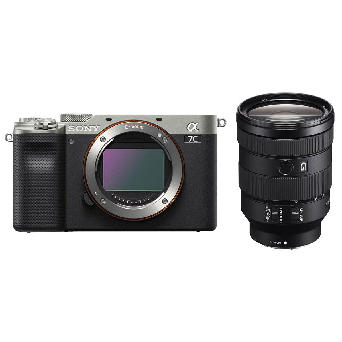 Sony Alpha 7C Full Frame Mirrorless Interchangeable Standard Zoom E-Mount Lens Digital Camera, Silver - Bundle with FE 24-105mm f/4 G OSS Standard Zoom E-Mount Lens