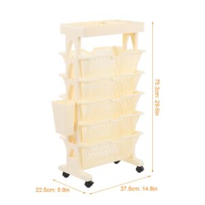 Yosoo Movable Bookshelf Cart, Rolling Utility Cart 6 Tier Large Capacity Thickened Multifunctional Rolling Book Rack Storage Trolley Rolling Bookshelf with Wheel for Deskside Living