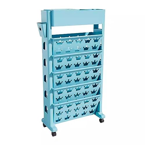 Utility Cart Organizer 6 Tier Rolling Cart with Wheels Portable Bookshelf on Wheels Narrow for Bedroom Living Room Home School,Green