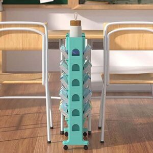 Utility Cart Organizer 6 Tier Rolling Cart with Wheels Portable Bookshelf on Wheels Narrow for Bedroom Living Room Home School,Green