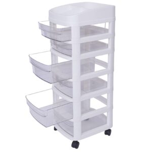 Gdrasuya10 6 Tier Rolling Storage Cart with Drawers, Plastic Storage Rolling Cart Cabinet Trolley with Universal Wheels for Office, Bathroom, Living Room