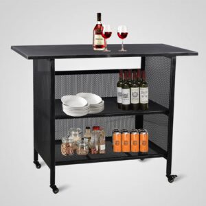 bokkolik industrial mobile kitchen cart rustic 3 tier rolling serving cart with locking casters metal mobile kitchen island stand cart on wheels-47.2 * 23.6 * 36.6inch l*w*h (metal top)