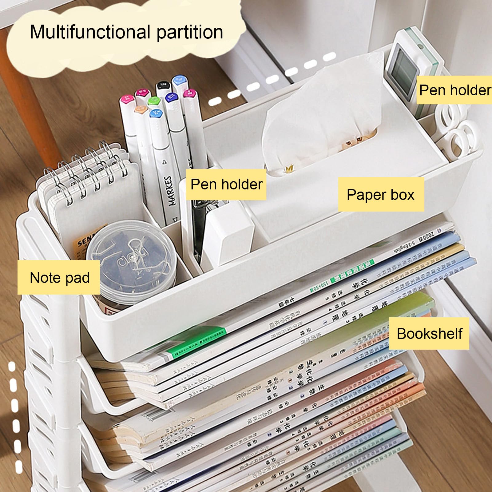 5/6 Tier Mobile Bookshelf, Large Capacity Rolling Cart Storage, Multifunctional File Organizer Cart, Utility Cart on Wheels for Groceries