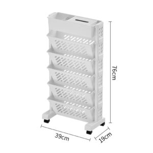 5/6 Tier Mobile Bookshelf, Large Capacity Rolling Cart Storage, Multifunctional File Organizer Cart, Utility Cart on Wheels for Groceries