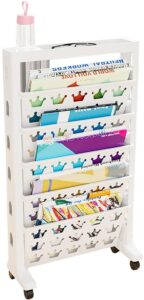 book carts, 6 tier slim rolling utility cart with wheels, mobile single sided bookshelf cart, floor standing study desk organizer rack for classroom school dorm office (color : white)