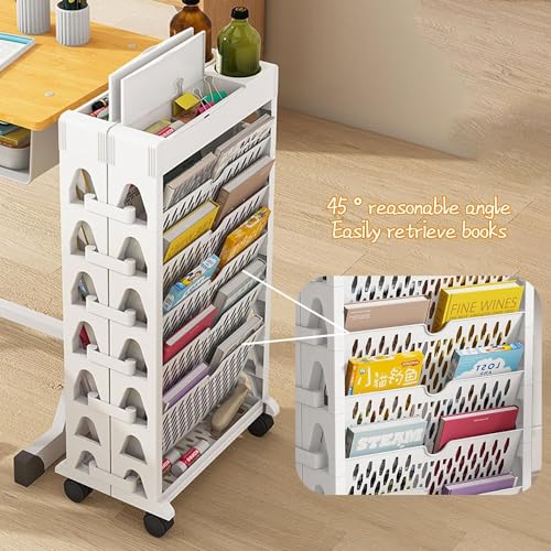 Mobile Shelf Cart, Mobile Shelf Organizer, 6 Tier Desk Organizer, Rolling File Organizer with Casters, Storage,Green