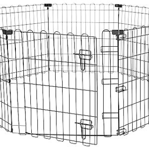 Amazon Basics - Octagonal Foldable Metal Exercise Pet Play Pen for Dogs, Fence Pen, Single Door, Extra Small, 60 x 60 x 24 Inches, Black