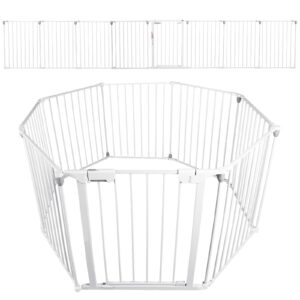 patywaga baby gate extra wide with 8 metal pannels,extra long dog gate pet gate or used to stairs doorways fireplace fence,3-in-1 baby gate playpen,child safety gate and safety barrier