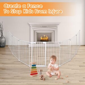 Patywaga Baby Gate Extra Wide with 8 Metal Pannels,Extra Long Dog Gate Pet Gate or Used to Stairs Doorways Fireplace Fence,3-in-1 Baby Gate Playpen,Child Safety Gate and Safety Barrier