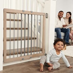 Regalo Heritage and Home Wooden Extra Wide Stairway and Hallway Walk Through Baby Safety Gate with Mounting Kit