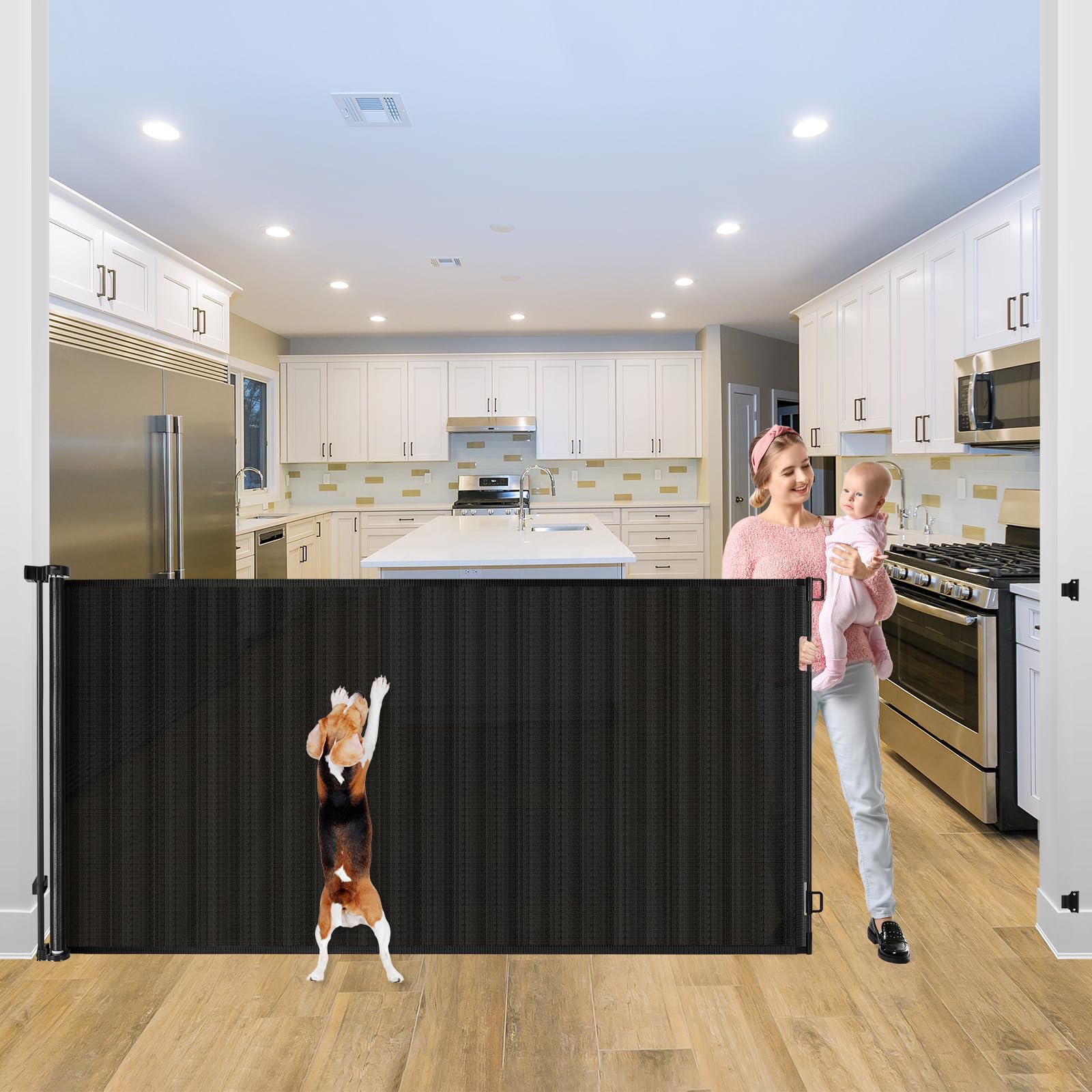 42" Tall X 115" Long Baby Gates Indoor Extra Long Baby Gates for Large Openings Extra Tall Retractable Dog Gates for The House Extra Wide Retractable Pet Gate Extra Large Baby Gate Extra Long Dog Gate