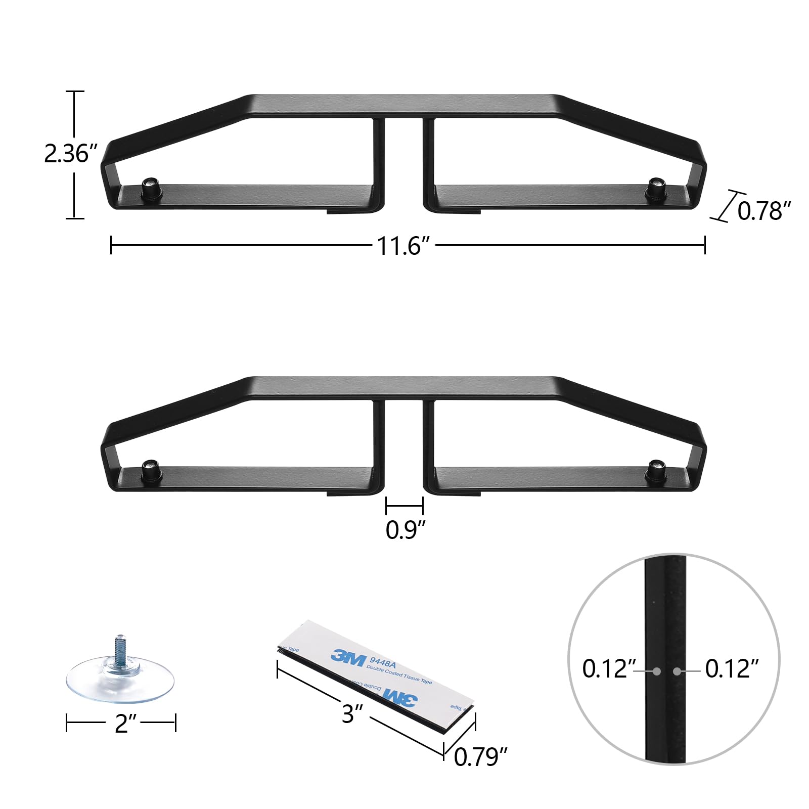 Black Metal Support Feet（Reinforced Version） for Freestanding Pet Gate, Heavy Duty Support Feet with Suction Cup +Velcro Strips Set of 2 for Foldable Pet Gate, Safety Fence Feet for Dog Gate