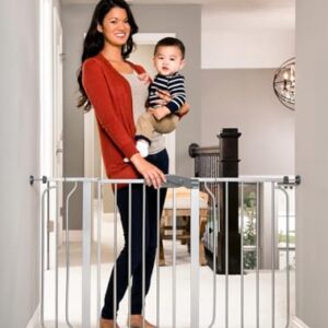 Regalo Easy Step 49-Inch Extra Wide Baby Gate, Includes 4-Inch and 12-Inch Extension Kit, 4 Pack of Pressure Mount Kit and 4 Pack of Wall Mount Kit, Platinum - Total Pack of 1