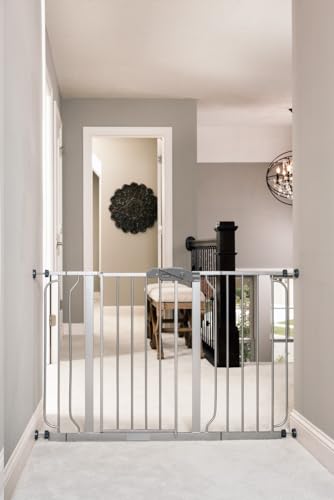 Regalo Easy Step 49-Inch Extra Wide Baby Gate, Includes 4-Inch and 12-Inch Extension Kit, 4 Pack of Pressure Mount Kit and 4 Pack of Wall Mount Kit, Platinum - Total Pack of 1