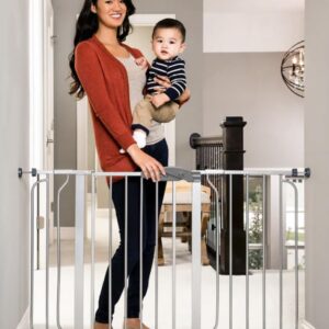 Regalo Easy Step 49-Inch Extra Wide Baby Gate, Includes 4-Inch and 12-Inch Extension Kit, 4 Pack of Pressure Mount Kit and 4 Pack of Wall Mount Kit, Platinum - Total Pack of 1