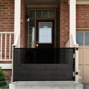 Cumbor Baby Gate Retractable Gates for Stairs, Mesh Dog Gate for The House, Wide Pet Gate 33" Tall, Extends to 55" Wide, Long Child Safety Gates for Doorways, Hallways, Cat Gate Indoor/Outdoor(Black)