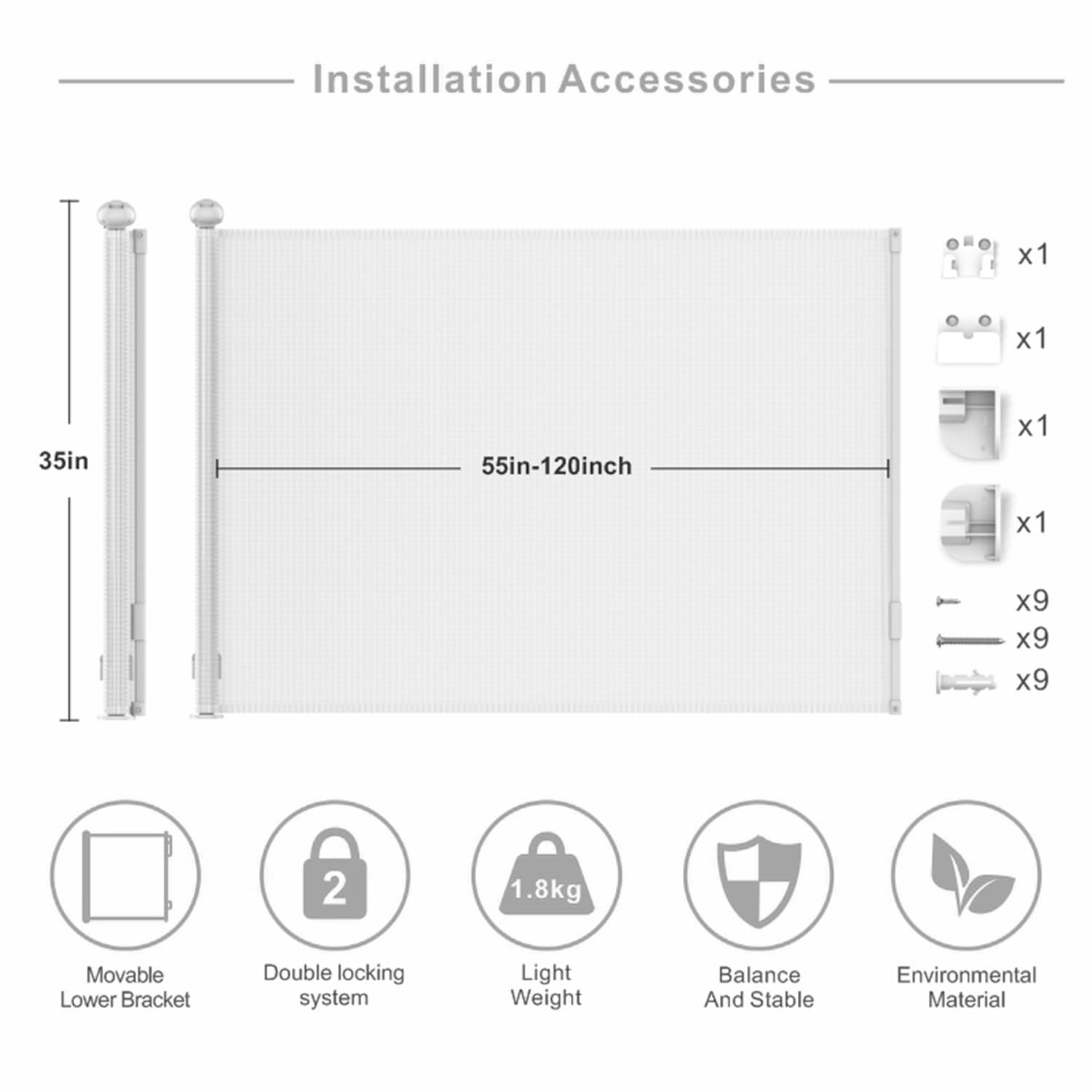 ALSOABA Retractable Baby Gates Extra Wide,120 Inches Extended Mesh Gates for Kids Or Pets，for Dogs Indoor Safety Gate Dog Gates for The House Extra Long Baby Gate f or Stairs Outdoor Large Pet Gate