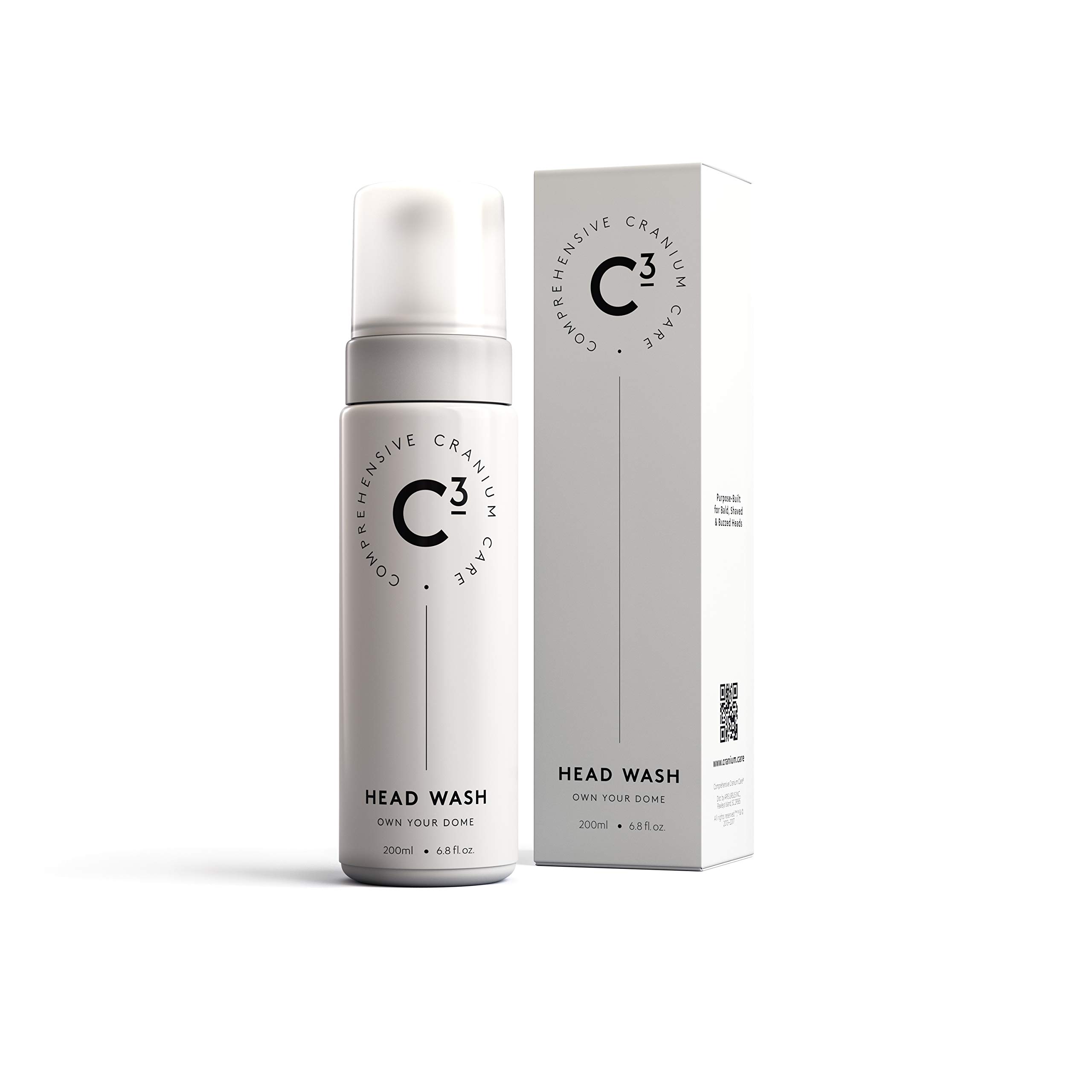 C3 Head Wash: Hydrating and Balancing, Fragrance-Free, Daily Foam Cleanser for Bald, Shaved, and Buzzed Heads. Gentle, Sulfate-free, Paraben-free, Irritation-Free Face and Scalp Care for Men and Women