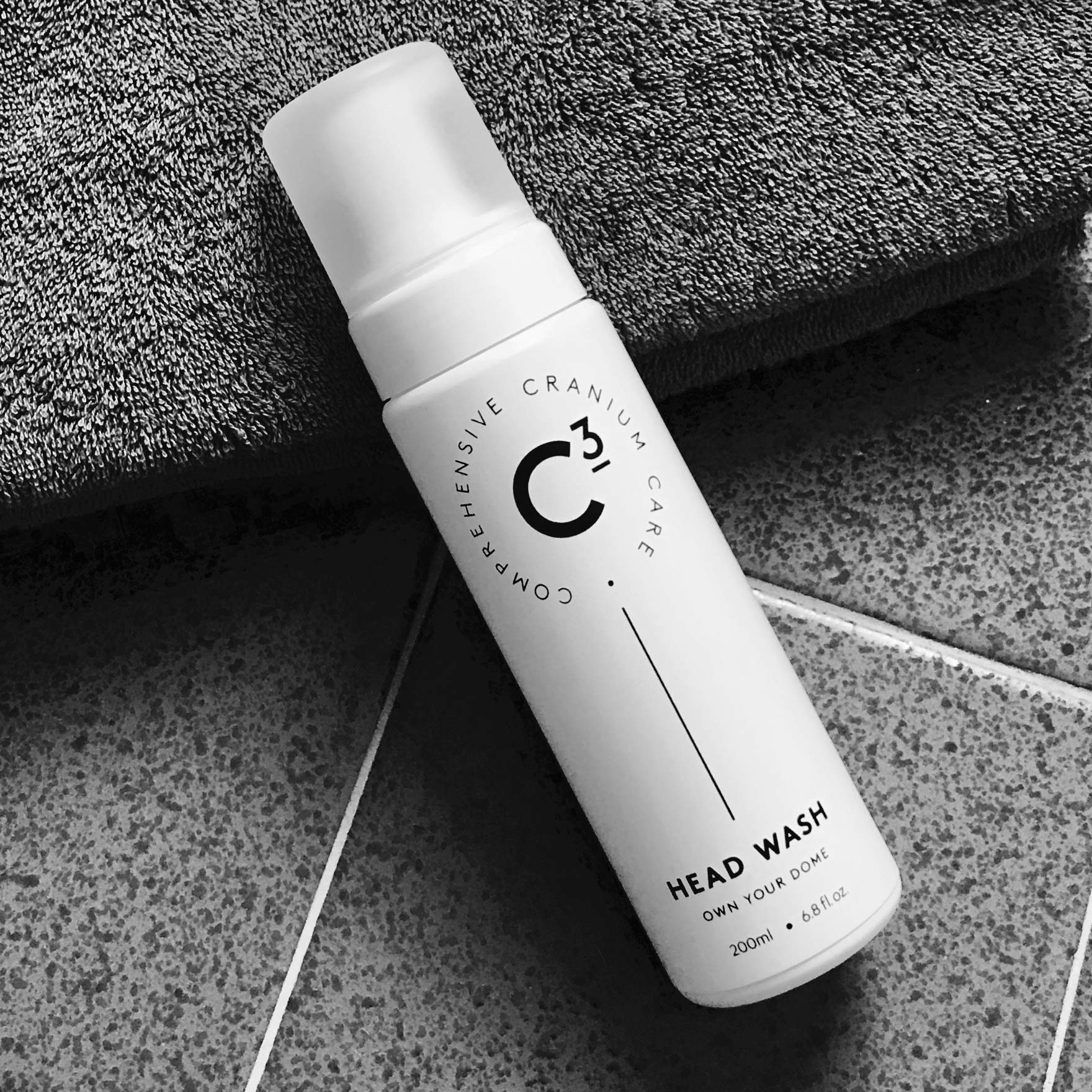 C3 Head Wash: Hydrating and Balancing, Fragrance-Free, Daily Foam Cleanser for Bald, Shaved, and Buzzed Heads. Gentle, Sulfate-free, Paraben-free, Irritation-Free Face and Scalp Care for Men and Women