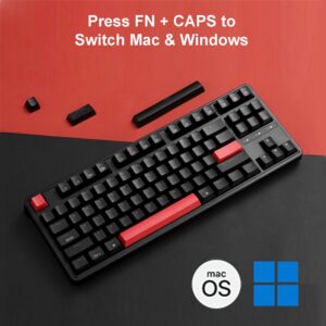 Keychron C3 Pro QMK/VIA Custom Gaming Keyboard, Programmable 87 Keys Compact TKL Layout Gasket Mount, Red LED Backlight Wired Mechanical Keyboard with Red Switches for Mac/Windows/Linux