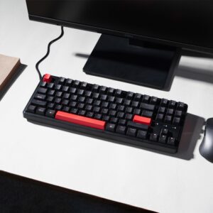 Keychron C3 Pro QMK/VIA Custom Gaming Keyboard, Programmable 87 Keys Compact TKL Layout Gasket Mount, Red LED Backlight Wired Mechanical Keyboard with Red Switches for Mac/Windows/Linux