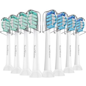 SuitShine Replacement Toothbrush Heads Compatible with Philips Sonicare Replacement Heads, Sonicare Replacement Brush Head and More Snap-on Handles, 8 Pack