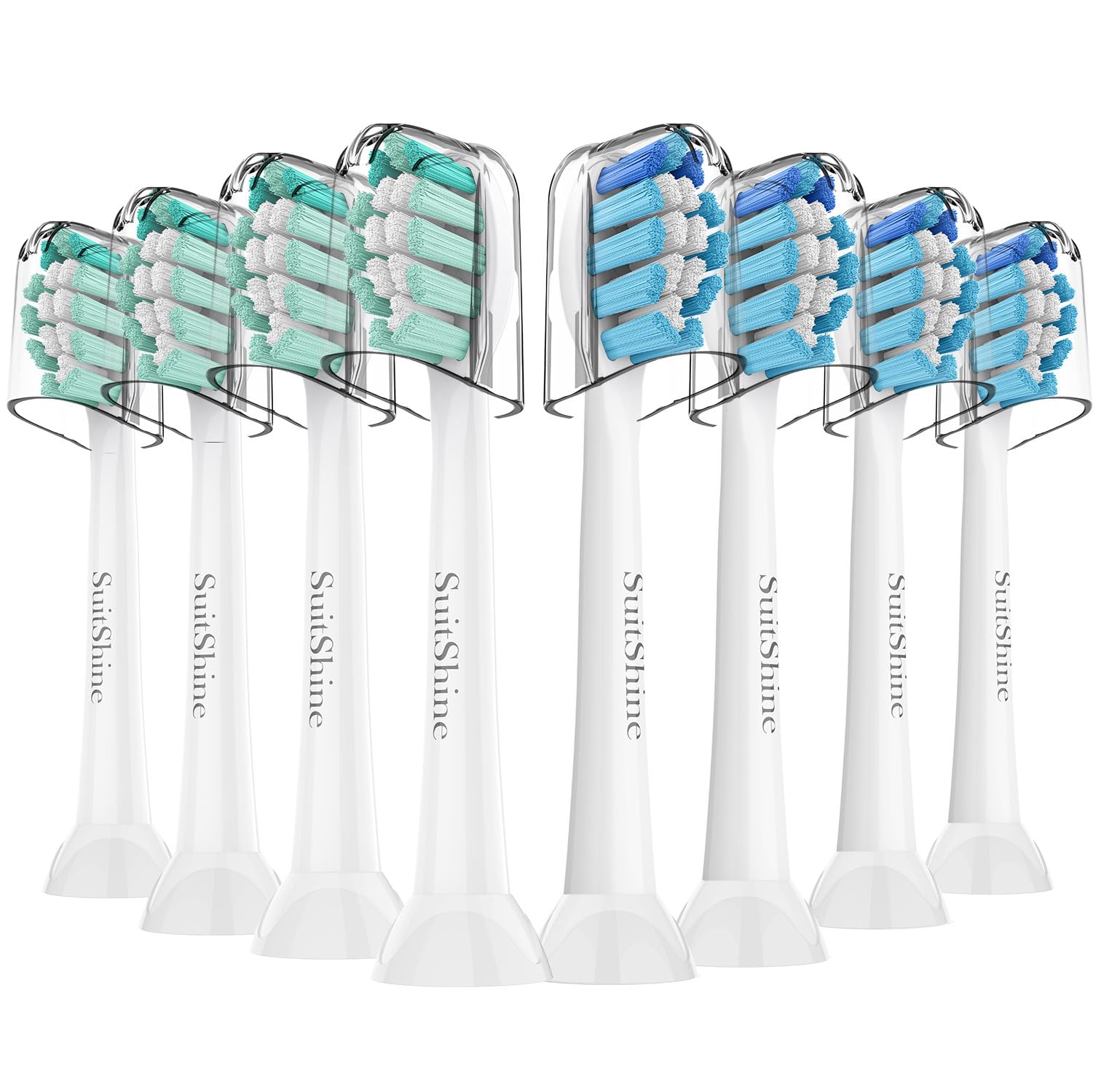 SuitShine Replacement Toothbrush Heads Compatible with Philips Sonicare Replacement Heads, Sonicare Replacement Brush Head and More Snap-on Handles, 8 Pack