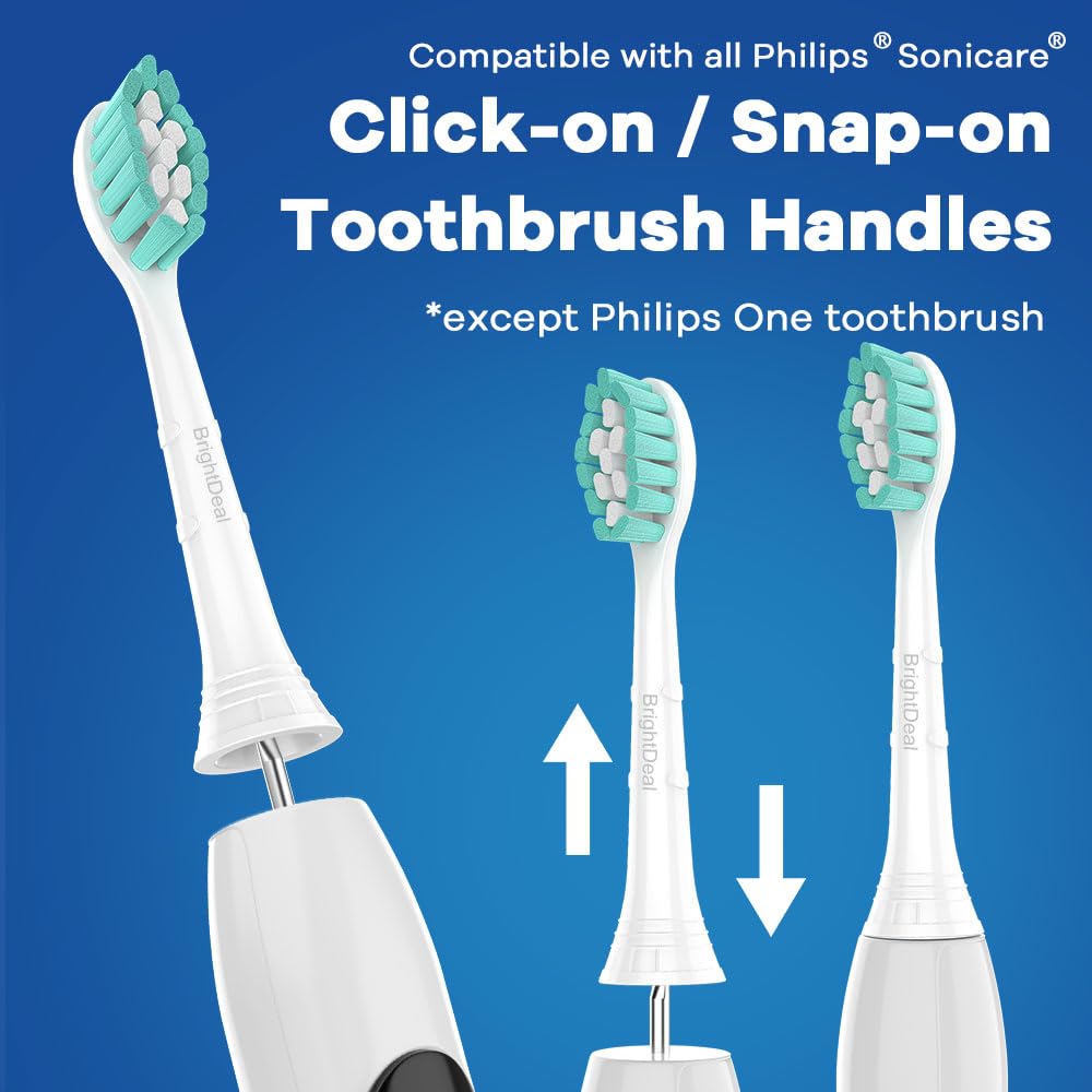 BrightDeal Toothbrush Heads for Philips Sonicare DiamondClean DailyClean EasyClean HealthyWhite ExpertClean W C1 C2 G2 C3 G3 W3 Sonic Electric Replacement Brush 1100 4100 5100 6100 White, 4 Pack