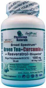 physician naturals green tea and curcumin c3 with resveratrol and bioperine 1000 mg supports immune joint and colon health