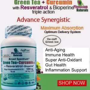 Physician Naturals Green Tea and Curcumin C3 with Resveratrol and Bioperine 1000 mg Supports Immune Joint and Colon Health