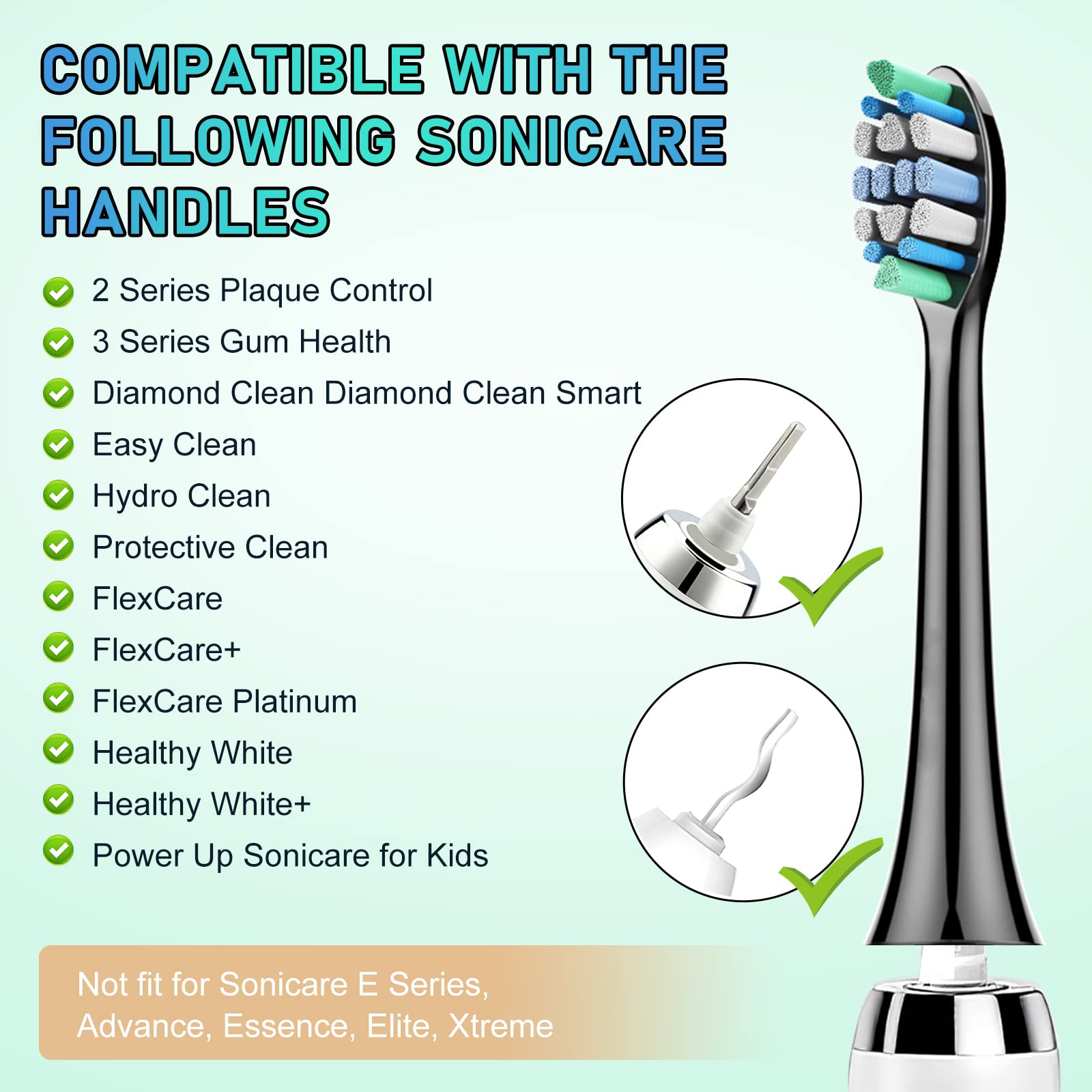 Toothbrush Replacement Heads Compatible with Philips Sonicare, 8 Pack, Electric Brush Head