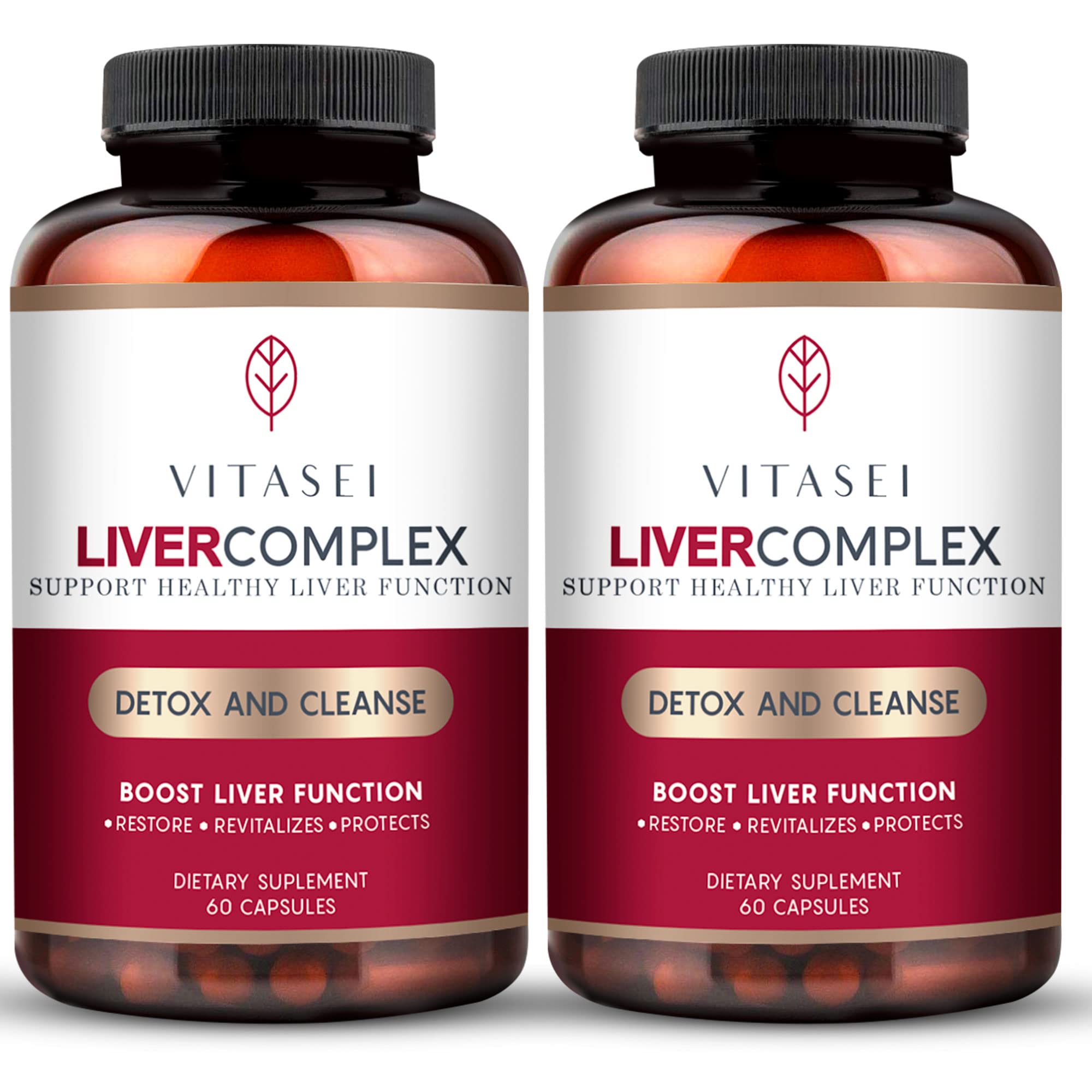 VITASEI Liver Cleanse Detox & Repair, Liver Complex W/Milk Thistle Extract, Garcinia, Curcumin C3, Support Herbal Dietary Supplement, Detox Formula for Women & Men, 60 Capsule (Pack of 2)