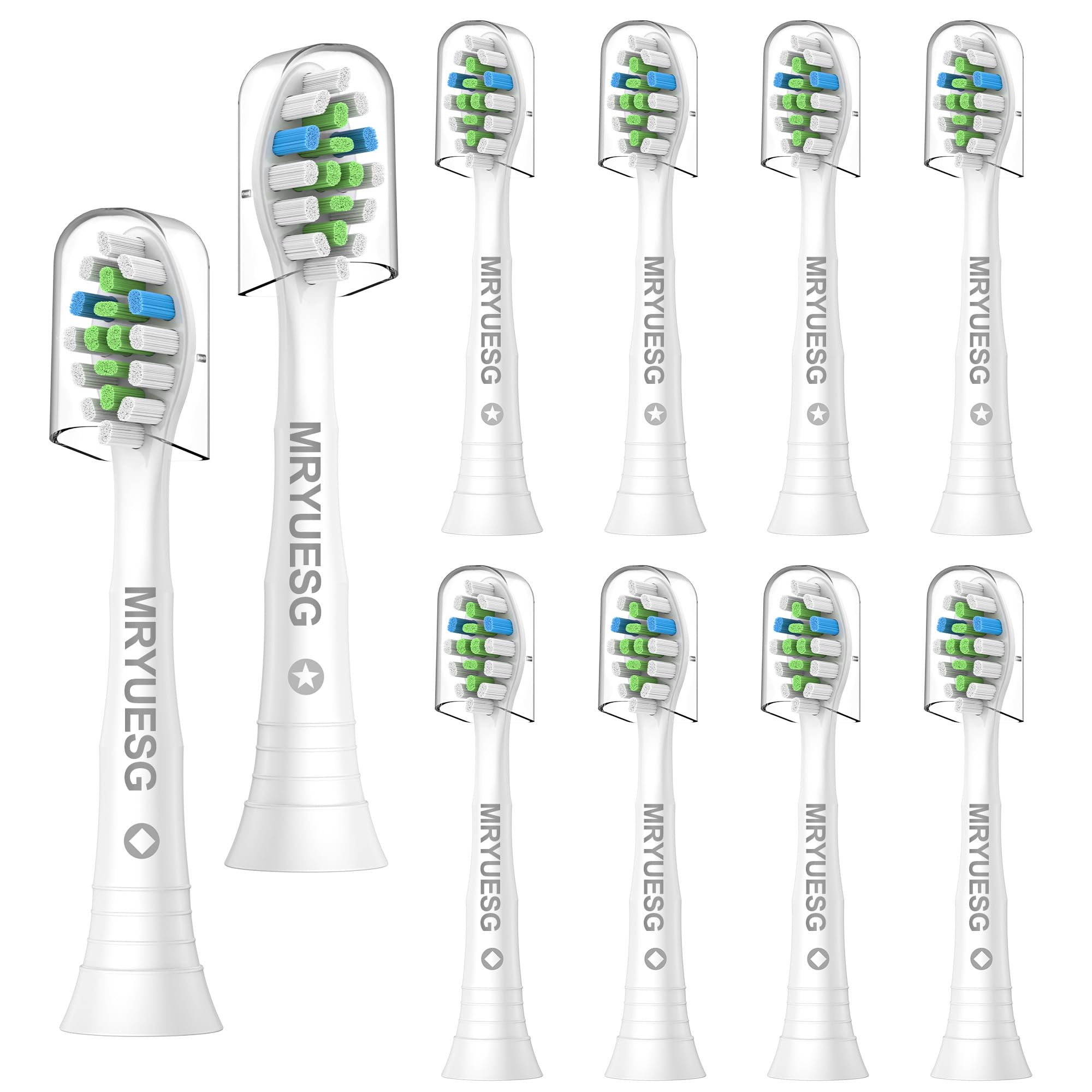 MRYUESG Replacement Heads Compatible with Philips Sonicare 10 Pack, MRYUESG Electric Tooth-Brush Head Designed for Phillips Diamond-Clean, Plaque Control Brush Heads for C2 4100 5100 1100