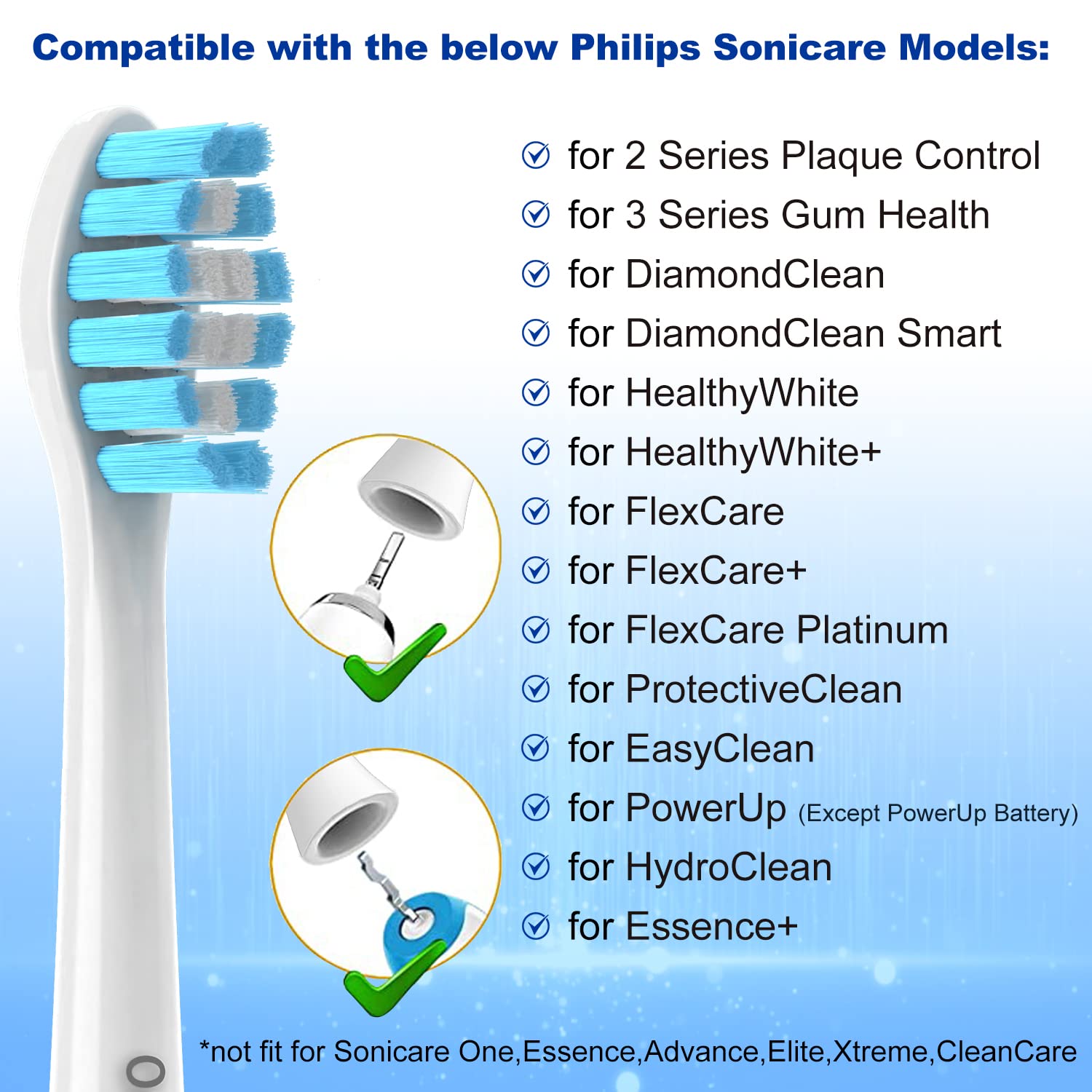 OralClass Replacement Toothbrush Heads for Philips Sonicare - Medium Soft, 8 Pack