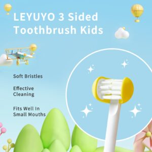 LEYUYO 3 Sided Toothbrush Kids, Soft Bristles Toddler Toothbrush, Autism Toothbrush, 360° Oral Teeth Cleaning, Ages 2+