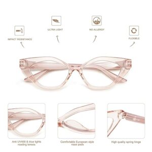 AMOMOMA 3 Pack Trendy Reading Glasses for Women,Blue Light Narrow Cute Cat Eye Readers AM6100 C1+C2+C3 1.0