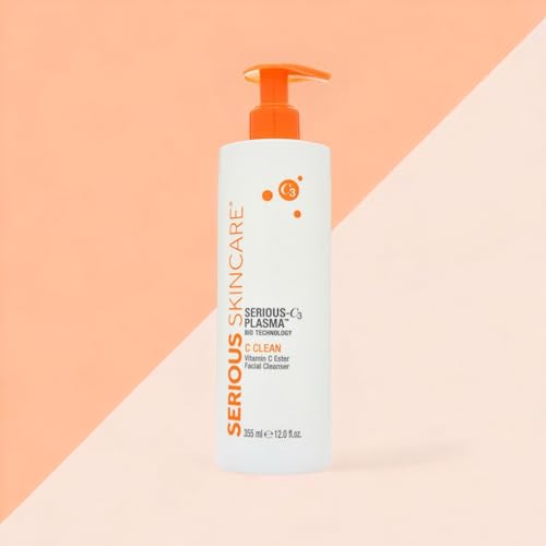 Serious Skincare - Hydrating C3 Vitamin C Facial Cleanser - Gentle Face Wash with Hydrolyzed Collagen - Botanical Extracts - For Dry and Mature Skin - 12 oz.