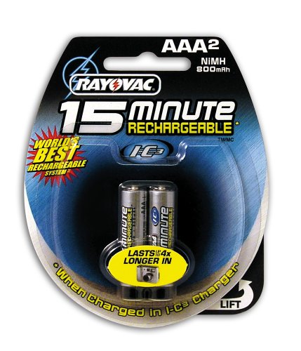 Rayovac I-C3 15 Minute NiMH AAA Size Carded 2 Pack