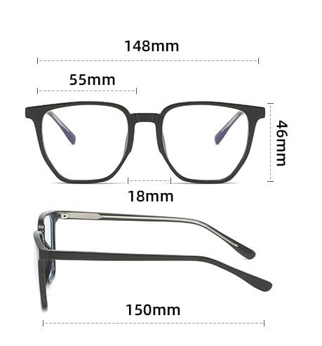 PARWANA Anti Eye Strain HD Reading Glasses Large Eyewear Computer Readers Blue Light Blocking Flat Light Mirror (Color : C3, Size : +250)
