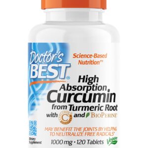 Curcumin from Turmeric Root with Curcumin C3 & BioPerine 1000mg 120 Count by Doctors Best