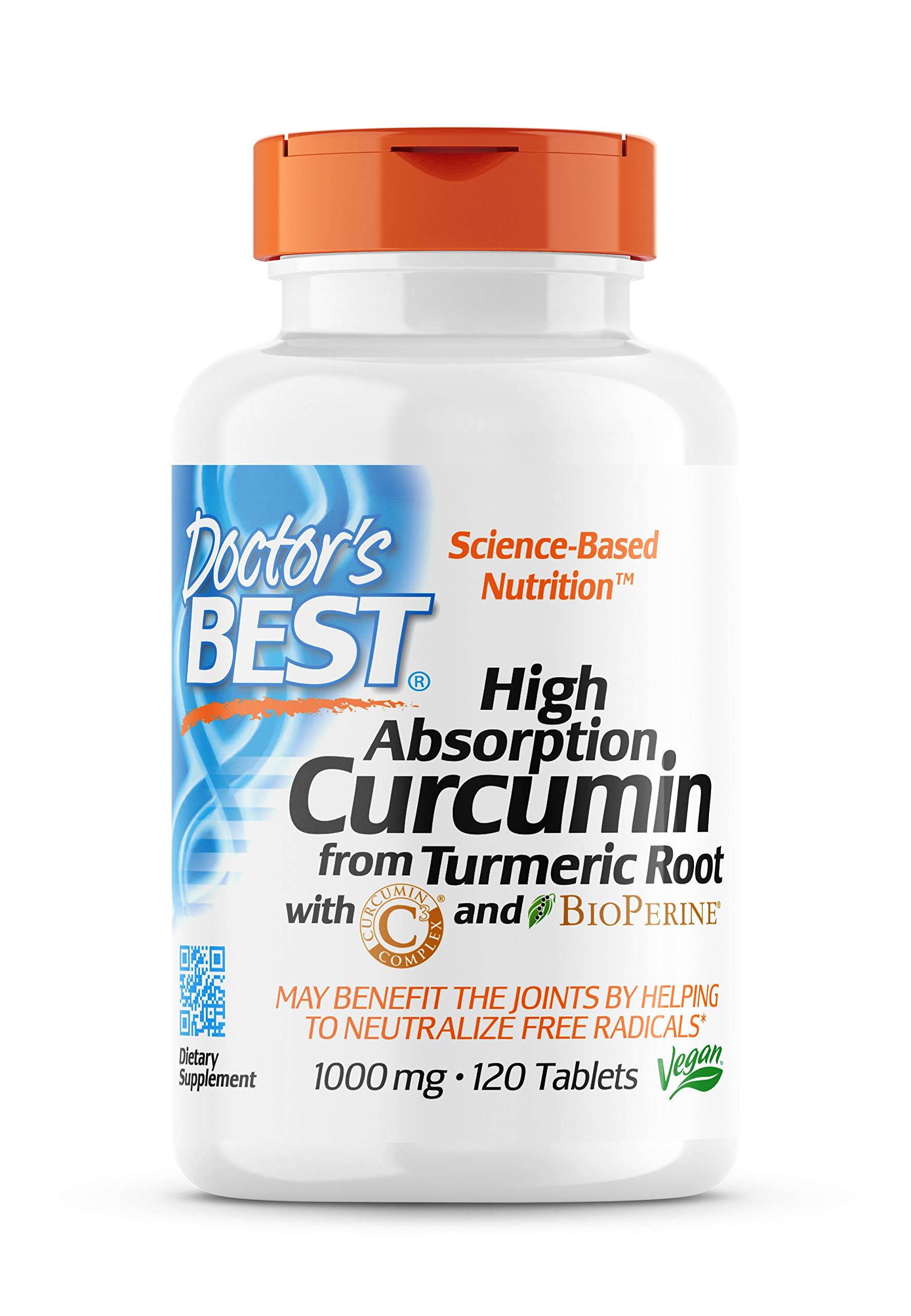 Curcumin from Turmeric Root with Curcumin C3 & BioPerine 1000mg 120 Count by Doctors Best