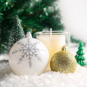 DomeStar 100PCS Christmas Tree Ornaments, Christmas Ball Set Glitter Shatterproof Baubles Snowflakes Gold White for Xmas Tree Wreath Christmas Party Wedding