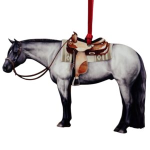 Western Quarter Horse Christmas Ornament Decoration Gift for Horse Woman (Blue Roan)