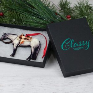 Western Quarter Horse Christmas Ornament Decoration Gift for Horse Woman (Blue Roan)