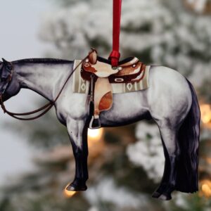 Western Quarter Horse Christmas Ornament Decoration Gift for Horse Woman (Blue Roan)