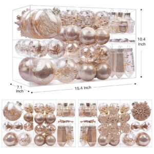 SHareconn 86pcs Shatterproof Plastic Christmas Ball Ornaments, Decorative Hanging Baubles for Xmas Tree/Holiday/Party - Champagne